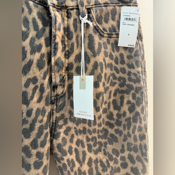 Good American Kick Flare Leopard Jeans-Size 8-NWT - Picture 7 of 13